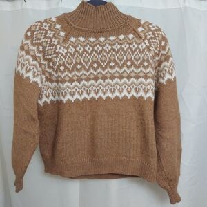 GAP Tan and White Nordic Knit Sweater Part Wool / Alpaca